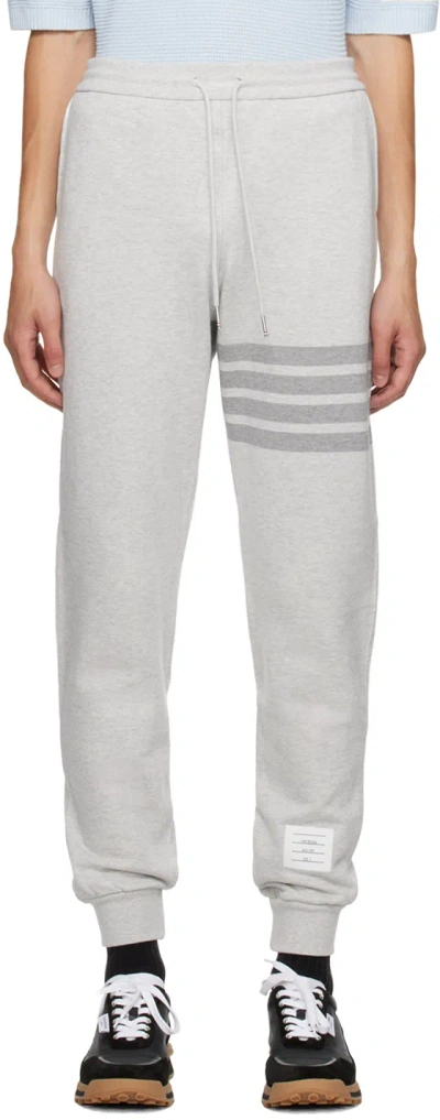 Thom Browne Sweatpants In Classic Loopback With Engineered 4 Bar Stripe In Grey
