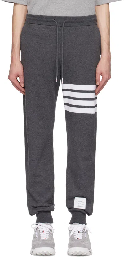 Thom Browne Straight Leg Trousers Drawstring Waist In Gray