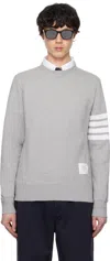 Thom Browne Loopback Jersey Knit 4-bar Crewneck Sweatshirt In 068 Light Grey