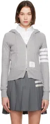 Thom Browne 4-bar Hoodie With Zipper And In 055 Lt Grey