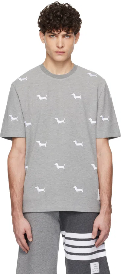 Thom Browne Gray Classic Piqué Hector T-shirt In 055 Lt Grey