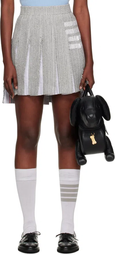 Thom Browne Gray Classic Pleated 4-bar Miniskirt