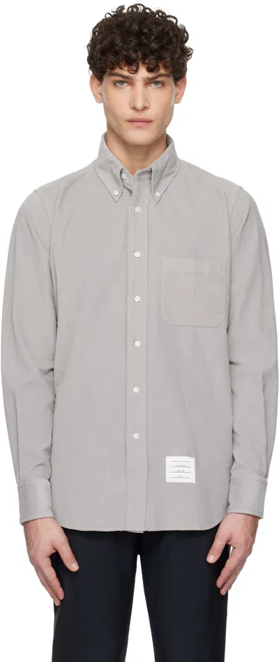 Thom Browne Gray Corduroy Straight Fit Shirt In 055 Lt Grey
