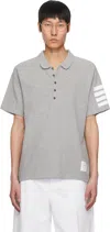 Thom Browne Gray Cotton 4-bar Short Sleeve Polo In 055 Lt Grey