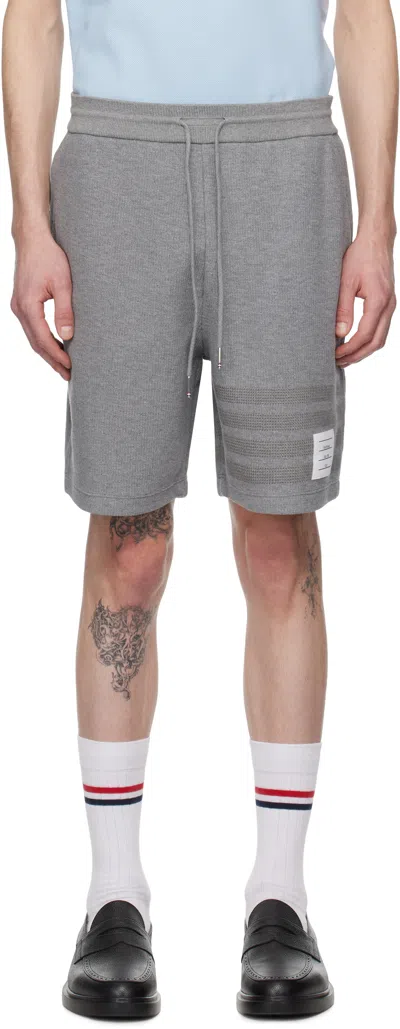 Thom Browne Gray Cotton 4-bar Shorts In 055 Lt Grey