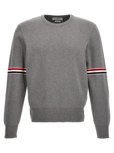 Thom Browne Striped Crewneck Sweater In Gray