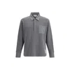 Thom Browne Long Sleeve Patch Pocket Polo Shirt In Gray