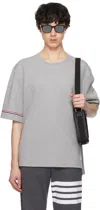 Thom Browne Gray Cotton Rugby Short Sleeve T-shirt In 055 Lt Grey