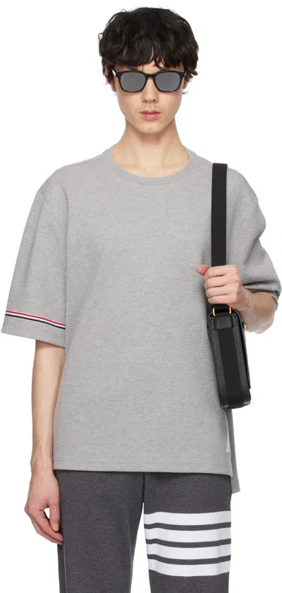 Thom Browne Gray Cotton Rugby Short Sleeve T-shirt In 055 Lt Grey