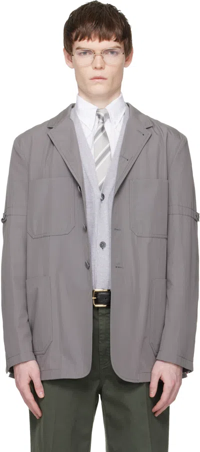Thom Browne Gray Cotton Suiting Armband Unconstructed Blazer