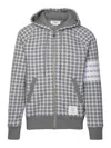 Thom Browne Checked Jacquard-knit Cotton Zip-up Hoodie In Grey