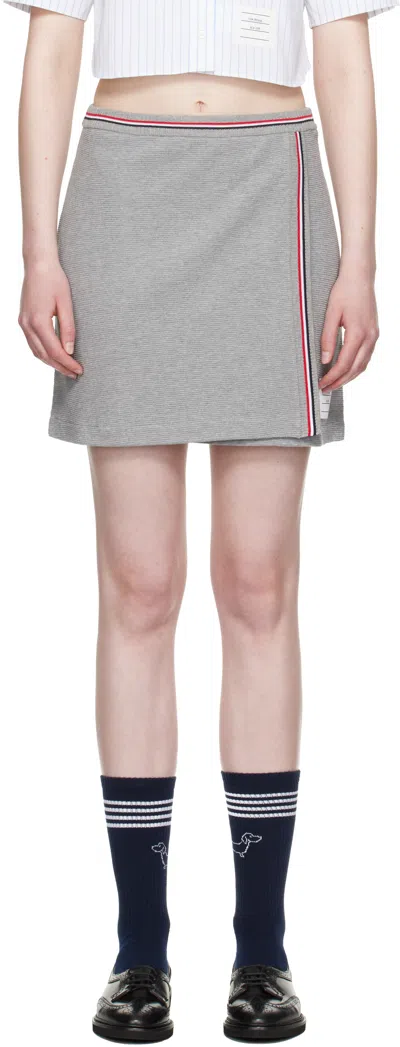 Thom Browne Gray Cotton Waffle Miniskirt