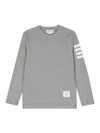Thom Browne Long Sleeve Tee With 4 Bar Stripe In Milano Cotton In Grey