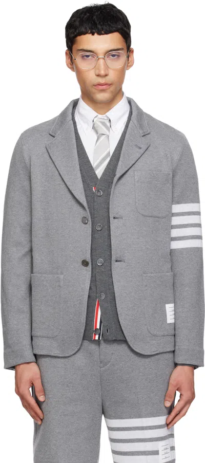 Thom Browne Gray Double Face Knit 4-bar Sack Blazer