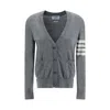 Thom Browne Merino Wool Cardigan In Gray