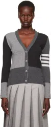 Thom Browne Gray Funmix 4-bar Classic V-neck Cardigan In 982 Tonal Grey