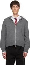 Thom Browne Gray Geese Intarsia Merino Wool Hoodie In Gray
