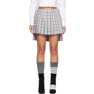Thom Browne Gray Gunclub Heavy Twill Low Rise Pleated Miniskirt