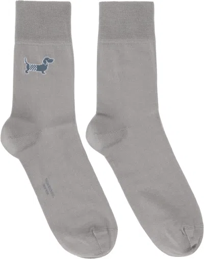 Thom Browne Gray Holiday Hector Cotton Crew Socks In 055 Lt Grey