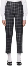 Thom Browne Gingham Side Tab Wool Trousers In 015 Charcoal