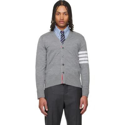 Thom Browne Gray Merino Wool 4-bar Classic Cardigan