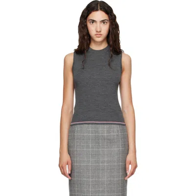 Thom Browne Gray Merino Wool Rwb Stripe Tank Top In 035 Med Grey