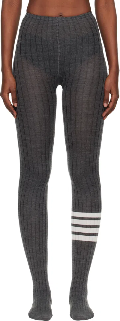 Thom Browne Gray Opaque Rib 4-bar Tights