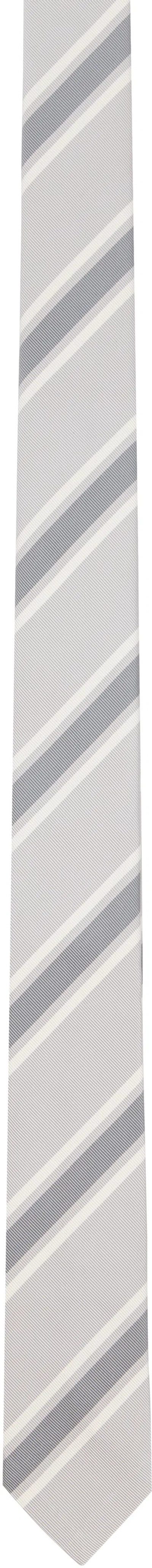 Thom Browne Gray Outlined Repp Stripe Classic Tie