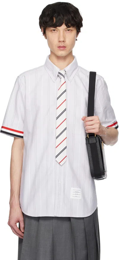 Thom Browne Gray Oxford Straight Fit Shirt In 035 Med Grey