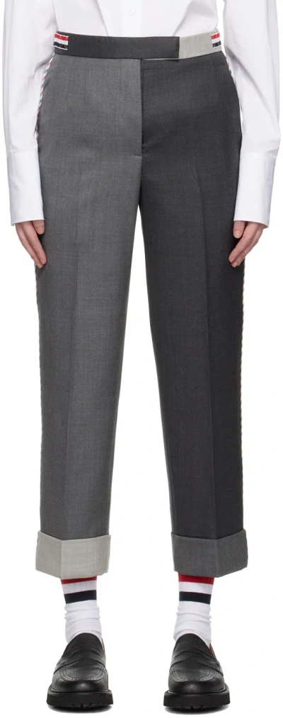 Thom Browne Gray Paneled Trousers In 025 Dark Grey