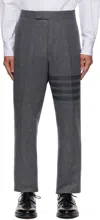 Thom Browne 4-piece Slim Casual Pants With Decorative Patterns In Gray