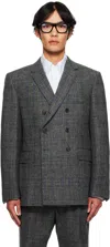 Thom Browne Gray Prince Of Wales Hunting Tweed Blazer In Gray