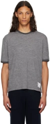 THOM BROWNE GRAY RINGER T-SHIRT