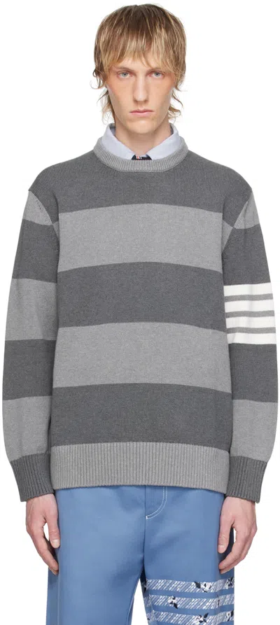Thom Browne Gray Rose Icon Sweater In 982 Tonal Grey