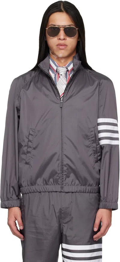 Thom Browne Gray Shiny Ripstop Raglan 4-bar Track Jacket