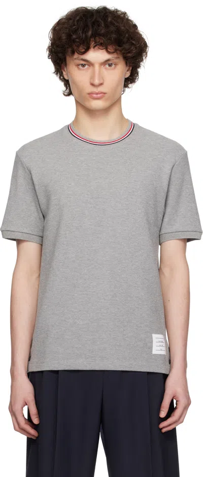 Thom Browne Gray Short Sleeve Rib Cuff T-shirt