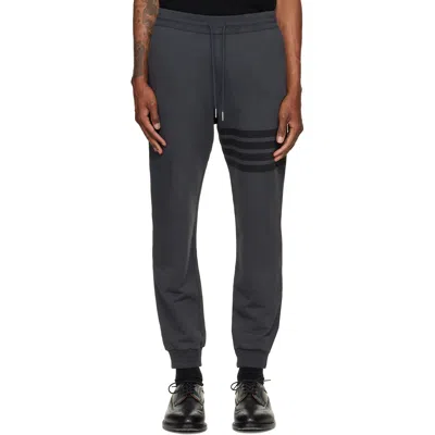 Thom Browne Gray Solid Loopback 4-bar Sweatpants In Charcoal