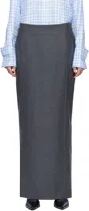 Thom Browne Gray Solid Wool Flannel Pencil Maxi Skirt In Gray