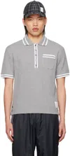 Thom Browne Stripe-trim Cotton Polo Shirt - Men's - Polyamide/cotton/polyurethane In Grey