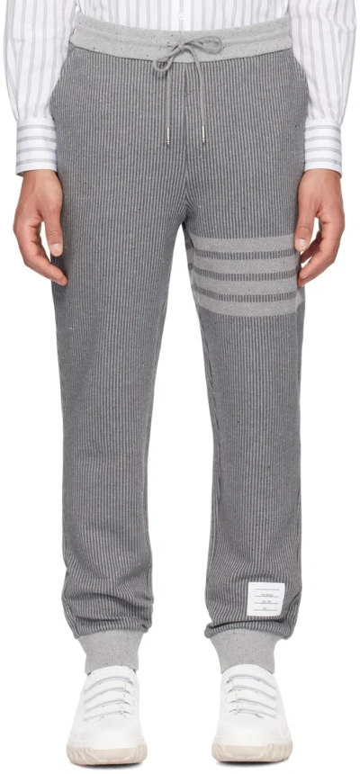 Thom Browne Gray Striped Sweatpants In 035 Med Grey