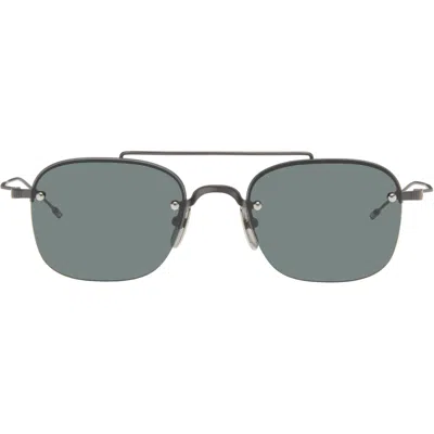 Thom Browne Gray Titanium Semi Rimless Pilot Sunglasses