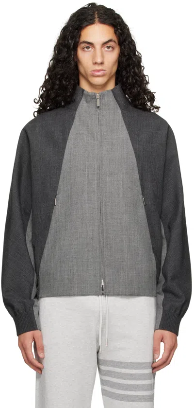Thom Browne Gray Tracksuit Bomber Jacket In 035 Med Grey