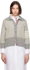 Thom Browne Gray Tuck Stitch 4-bar Raglan Cardigan In 055 Lt Grey