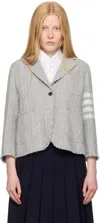 Thom Browne Gray Tweed Fray 4-bar Cropped Sack Blazer