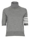Thom Browne Turtleneck Short-sleeve Jumper In Gray