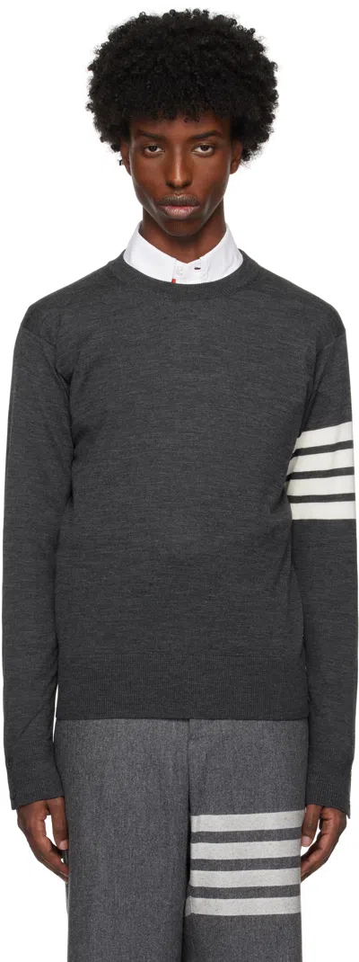 Thom Browne Dark Gray Wool 4-bar Sweaters In Dark Grey