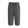 Thom Browne Solid Wool Flannel Bermuda Shorts In Gray