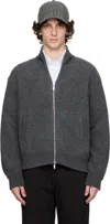 Thom Browne Ribbed High Collar Jacket With Side Pockets