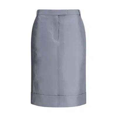 THOM BROWNE GRAY WOOL MIDI SKIRT