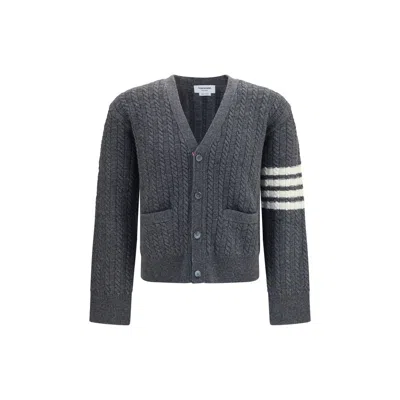 Thom Browne Gray Wool Oves Aries Cardigan In Animal Print